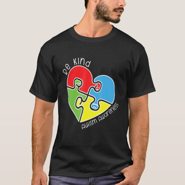 Camiseta Sé amable autismo Concienciación: apoyo a piezas d (Anverso)