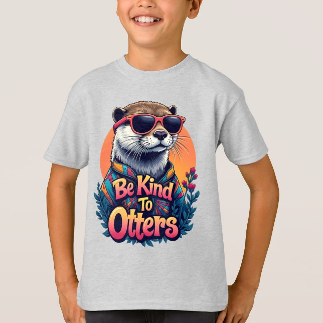Camiseta Sé Amable Con Las Nueces, Divertido Otter Marítimo (Anverso)