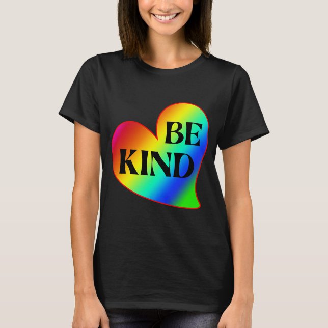 Camiseta Sé Amable Corazón Colorido Arcoíris  (Anverso)