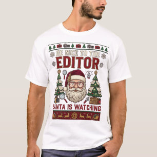 Camiseta Sé Amable Editor Santa Árboles de Navidad Cámara_1