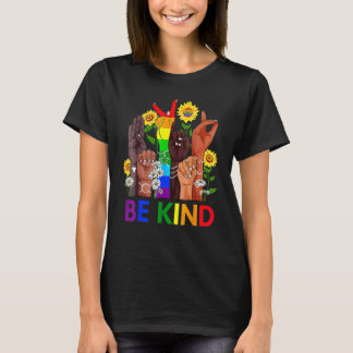 Camiseta Sé Amable Lenguaje De Rótulo Mano Hablando Lgbtq