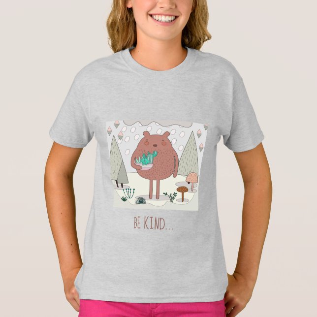 Camiseta Sé Amable. Oso de la naturaleza cariñosa (Anverso)