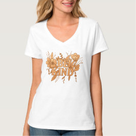Camiseta Sé Amable | V-Neck Floral Dorado para Mujeres Insp