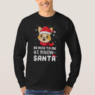 Camiseta Sé Bueno Conmigo Sé Que Santa Corgi Perro Navidad 