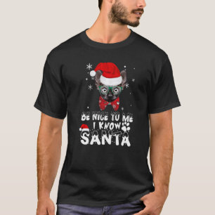 Camiseta Sé Bueno Conmigo Sé Que Santa Gato Sphynx Navidad