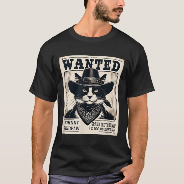 Camiseta Se busca macho de vaca de gato occidental (Anverso)