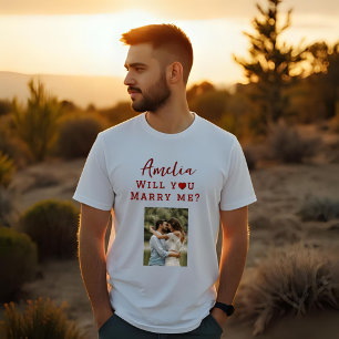 Camiseta ¿Se casará conmigo? Foto de propuesta romántica