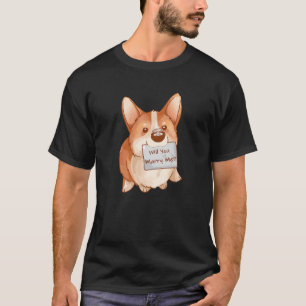 Camiseta ¿Se casará conmigo perro Corgi anillo de compromis