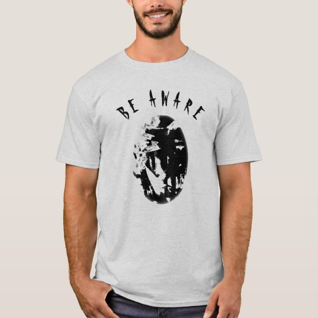 Camiseta "Sé consciente" negro, humorístico, Inspirador peq (Anverso)