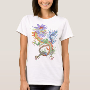 Camiseta Se corta el dragón chino de fuego brillante y vivo