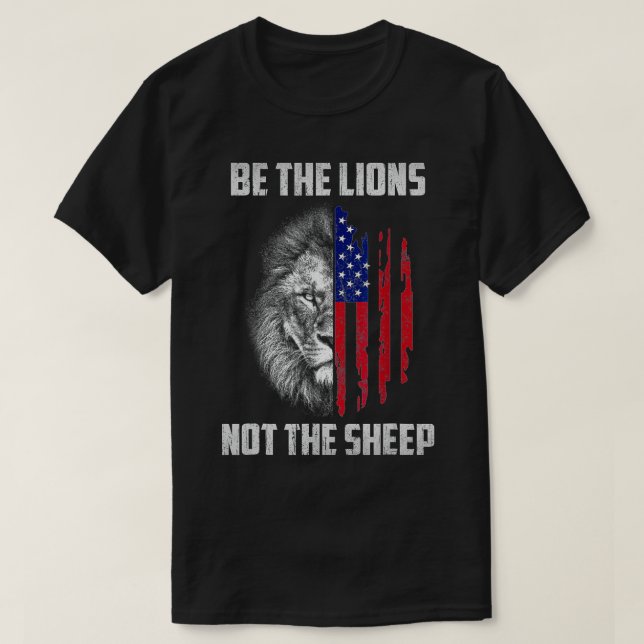 Camiseta Sé El León No La Oveja Patriótico León Estadounide (Diseño del anverso)