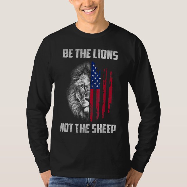 Camiseta Sé El León No La Oveja Patriótico León Estadounide (Anverso)