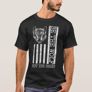 Camiseta Sé El Lobo No El Lobo Oveja Bandera De EEUU Lobo A