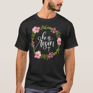 Camiseta Se eleva Jesús Cristiano Feliz Pascua Floral