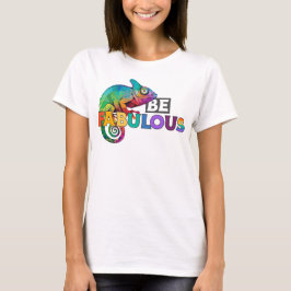 Camiseta ¡Sé fabuloso! con camaleón de color arcoiris