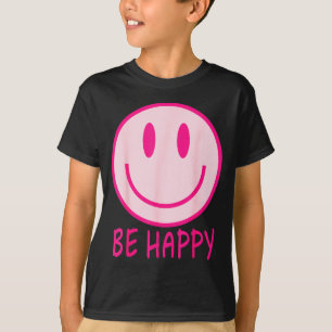 Camiseta Sé feliz años 70 80 sonrisa rosa cara feliz sonrie