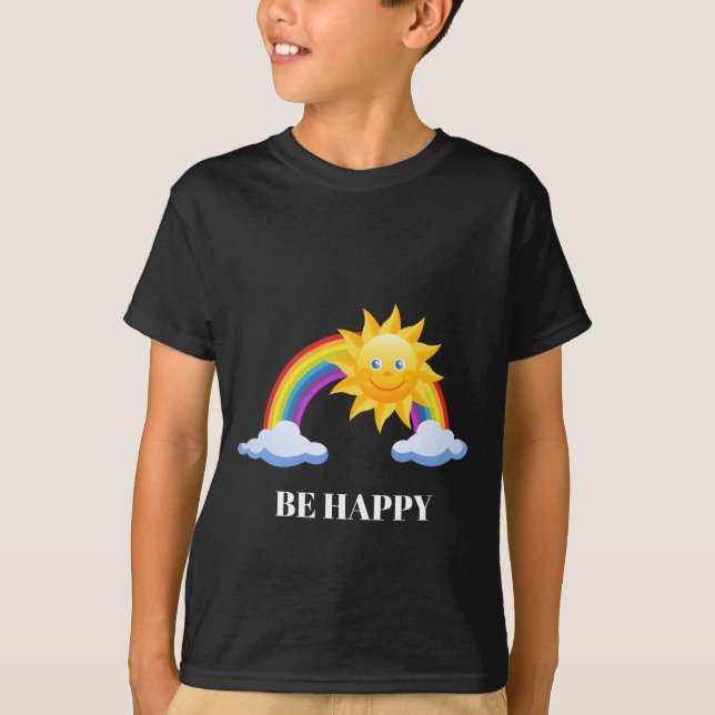 CAMISETA SÉ FELIZ CHICO RAINBOW CLOUD SUN SMILE (Anverso)