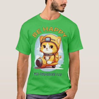 Camiseta Sé feliz como el gato Naranja