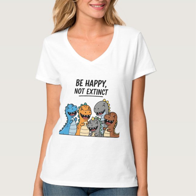 Camiseta "Sé feliz, no extinto" - Cortado Personalizado col (Anverso)