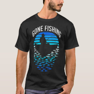 Camiseta Se fue a pescar Retro puesta de sol Divertido pesc