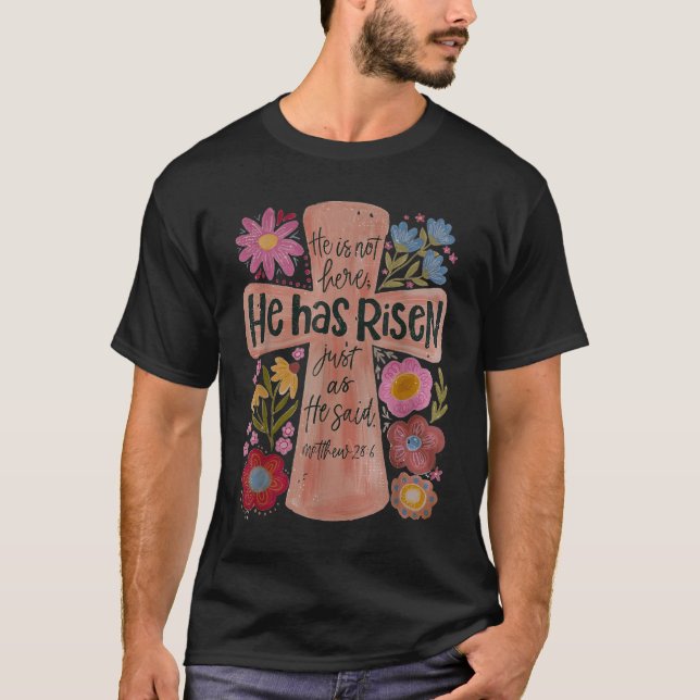 Camiseta Se Ha Elevado La Flora Cristiana De Boho En Pascua (Anverso)