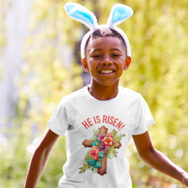 Camiseta Se ha levantado la cruz floral acuática de Pascua