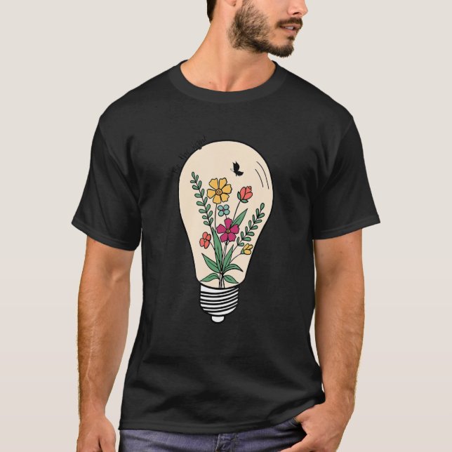 Camiseta Sé la luz y las flores de la bombilla cristiana (Anverso)