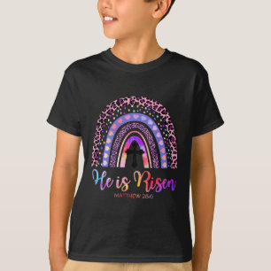 Camiseta Se Levanta Arcoiris Feliz Pascua Cristiano Blanco 
