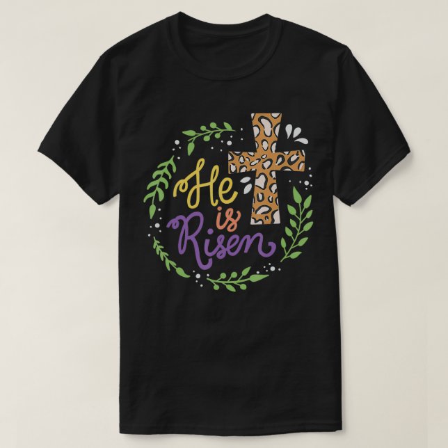 Camiseta Se levanta cristiano en Pascua feliz Día de Pascua (Diseño del anverso)