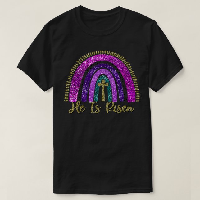Camiseta Se Levanta El Arcoiris Cristiano Jesús Feliz Pascu (Diseño del anverso)