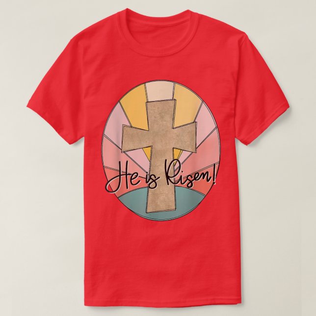 Camiseta Se Levanta Jesús Cruza El Día Cristiano De Pascua  (Diseño del anverso)