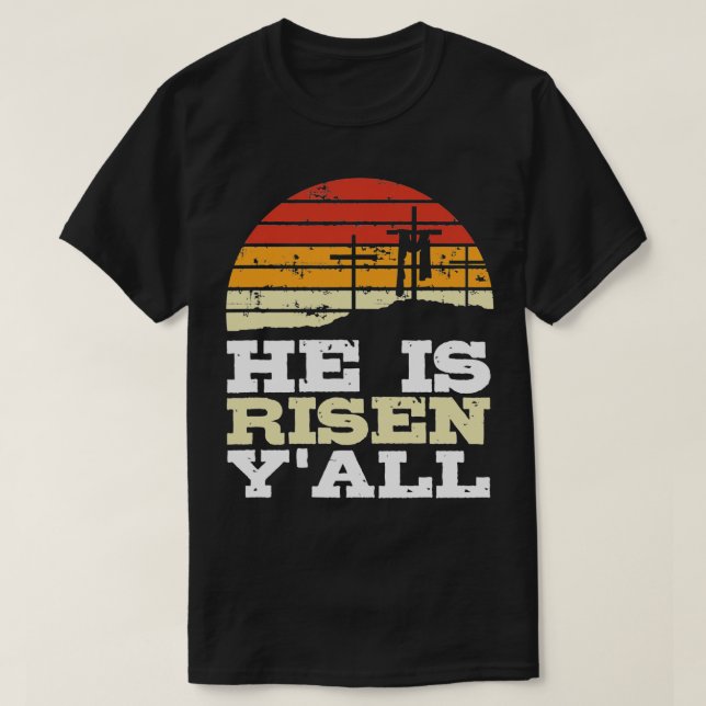 Camiseta Se Levanta Jesús Feliz Cruz de Pascua Cristiana Fa (Diseño del anverso)