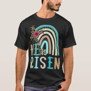 Camiseta Se Levanta Pascua Jesús Cruz Cristiano Arcoiris 