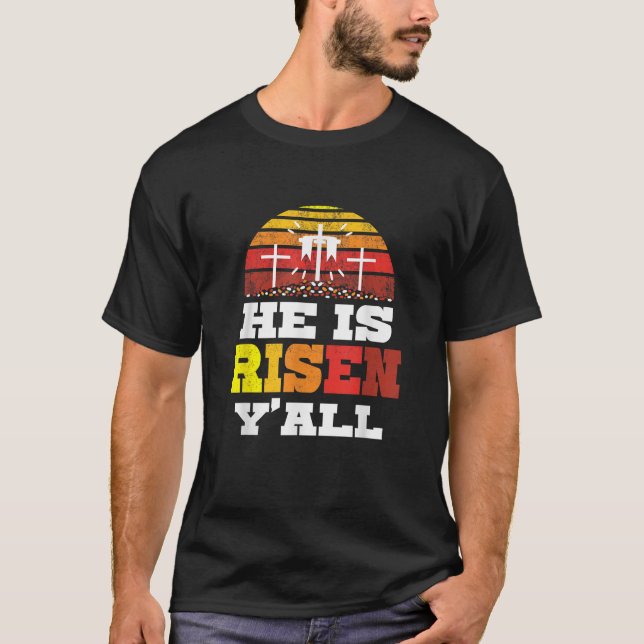 Camiseta Se levanta y todo Jesús feliz Cruz Pascua Christi (Anverso)