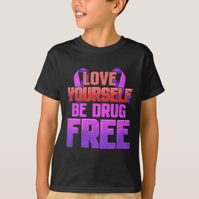Camiseta Sé libre de drogas, hazte púrpura cinta (Anverso)