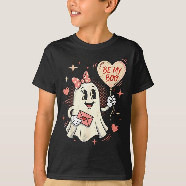 Camiseta Sé mi fantasma de corazón globo valentín carta de  (Anverso)