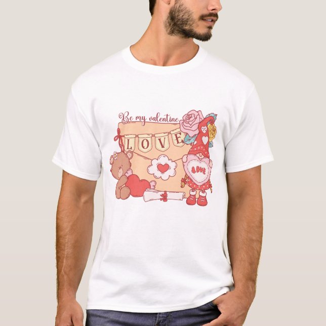 Camiseta Sé Mi Gnome De San Valentín Y Oso De Teddy (Anverso)