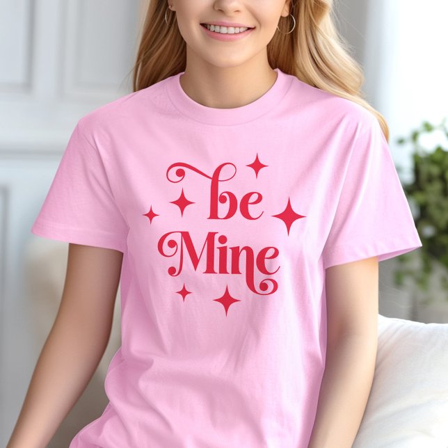 Camiseta Sé mis estrellas retro Día de San Valentín rojo ro (Be mine retro stars Valentines day pink red T-Shirt)