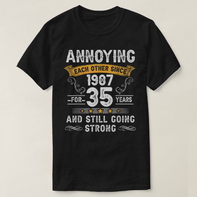 Camiseta Se Molestan Entre Sí Desde 1987 35 Años Boda Y (Diseño del anverso)