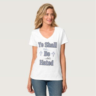 Camiseta Se odiará la cita bíblica del V-Cuello femenino