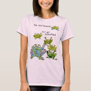 Camiseta Sé optimista, hazte feliz con las ranas violeta