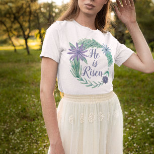 Camiseta Se pone cristiano religioso floral de Pascua