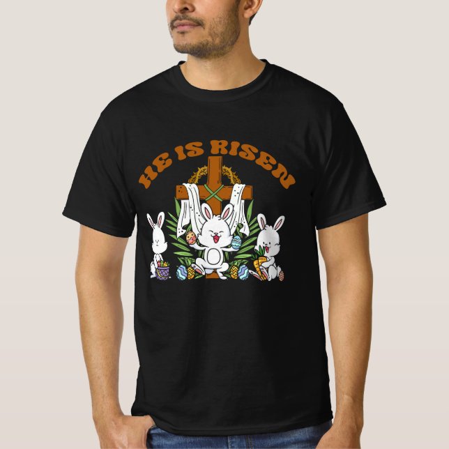 Camiseta Se pone de moda el conejo cristiano de Pascua bajo (Anverso)