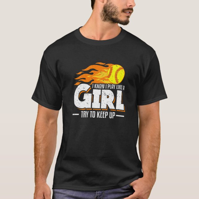 Camiseta Sé Que Juego Como Un Chica Intento Mantener El Sof (Anverso)