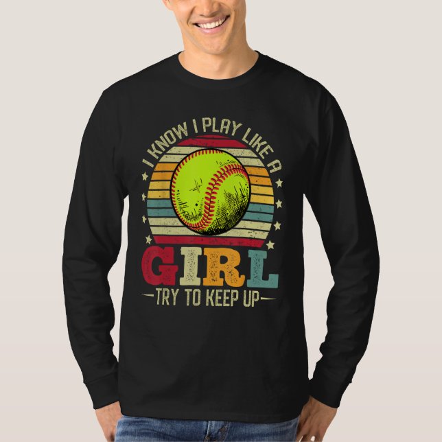 Camiseta Sé Que Juego Como Un Chica Intento Mantener El Sof (Anverso)