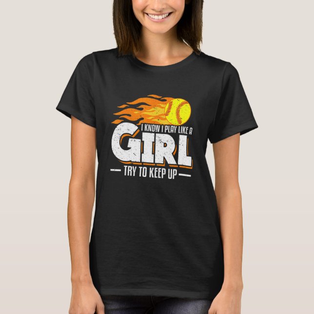 Camiseta Sé Que Juego Como Un Chica Intento Mantener El Sof (Anverso)