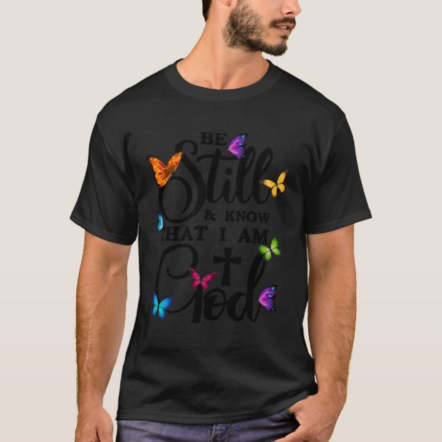 Camiseta Sé Que Soy Dios Mariposa Religiosa (Anverso)