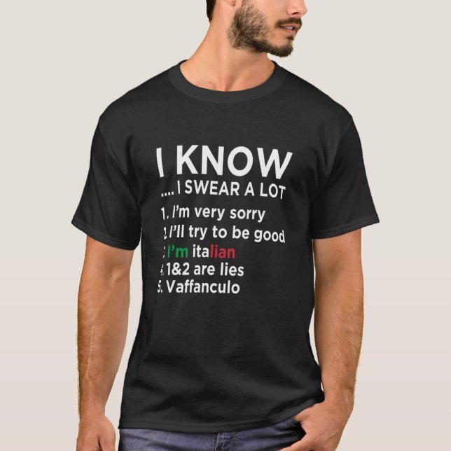 Camiseta Sé que suero mucho, soy italiano diciendo (Anverso)
