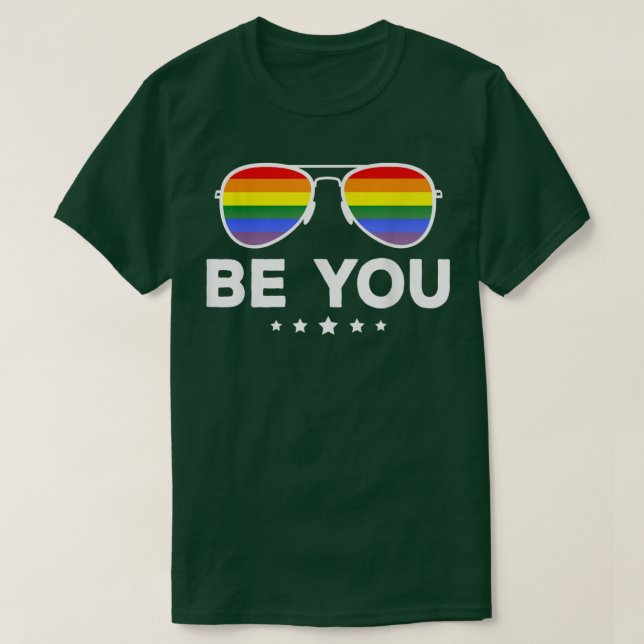 Camiseta Sé tú gafas de sol arcoiris LGBT  (Diseño del anverso)