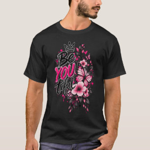 Camiseta Sé Tú Tifular Floral Mariposa Flor Rosa Inspiració